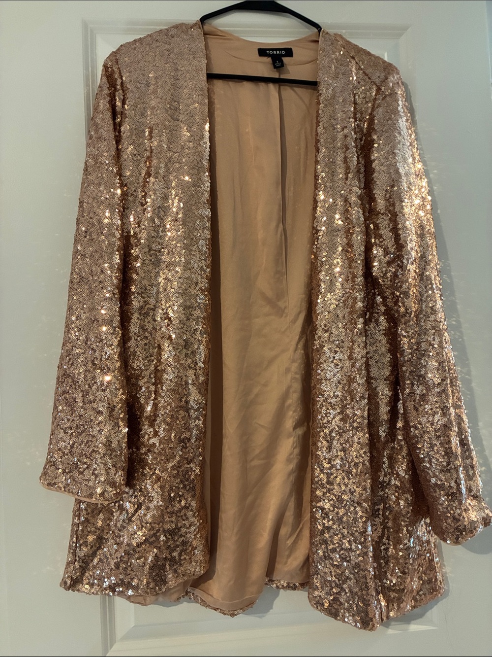 torrid Rose Gold Sequin Open Jacket